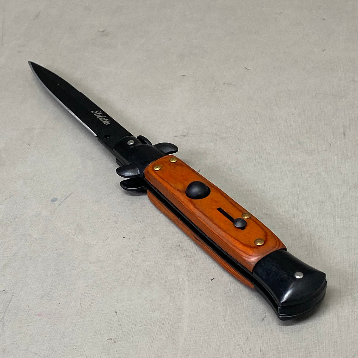 ZA@ ARMED FORCE TACTICAL Handcrafted OTF Pocket Knife  4" Blade 9" Overall Length Redwood ST-6BW
