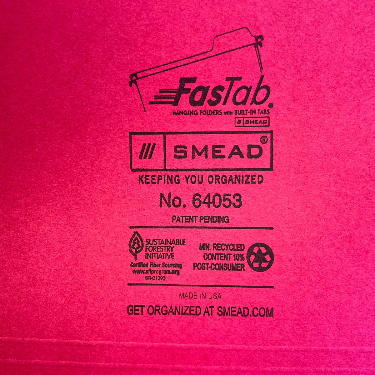 SMEAD (18 PACK) FasTab Hanging File Folders 1/3 Cut Multicolor 64053