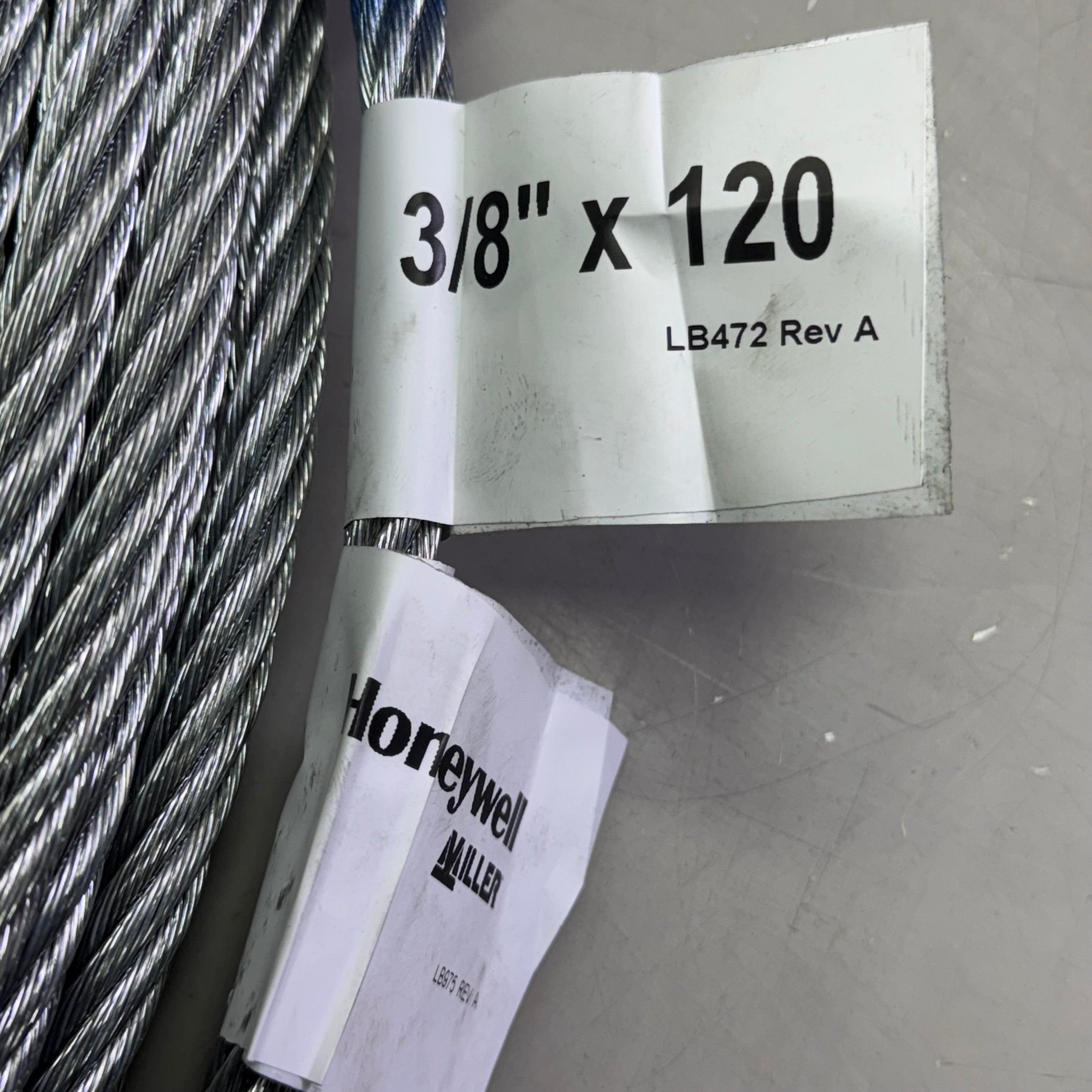 HONEYWELL Galvanized Cable W/Thimble One End Sz 120 ft. L x 3/8", SGLL/120FT