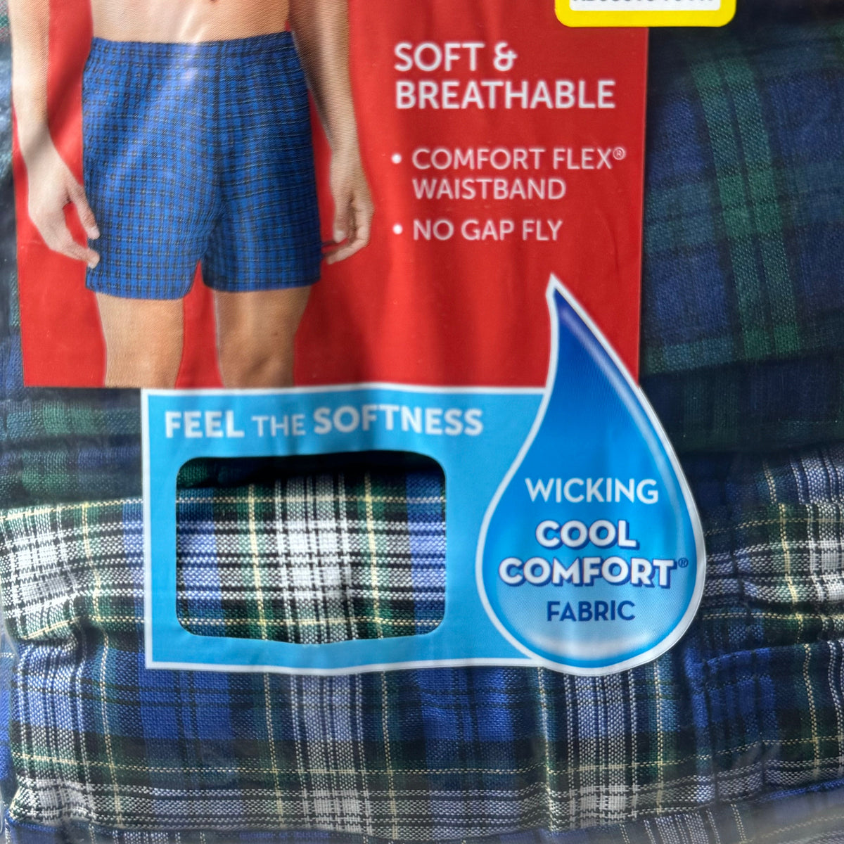 HANES (3 PACK) Men's Cool Comfort Boxer Briefs Sz XL 40-42" Blue/Red/Grey 042390