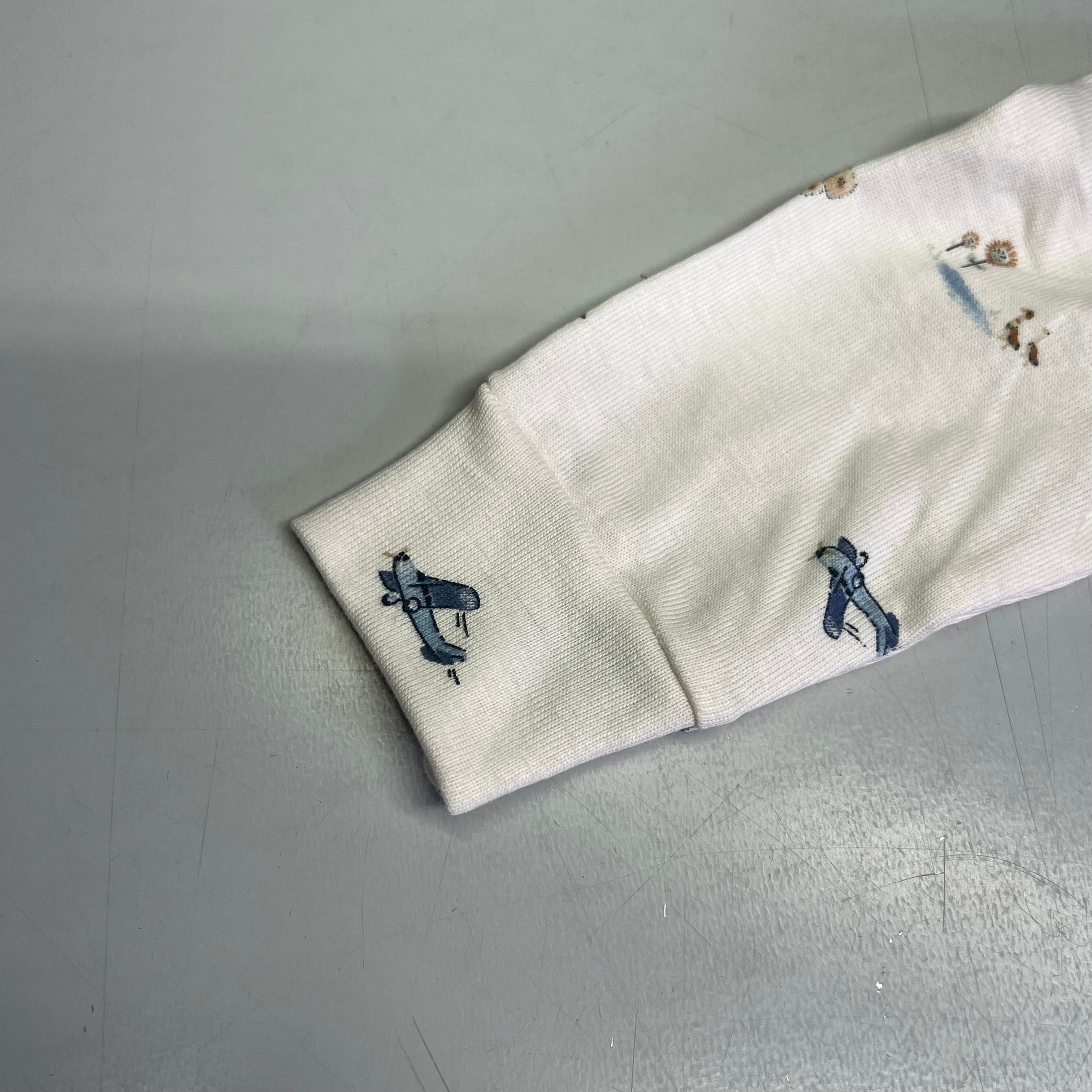 CARTERS (SET OF 2) Soft Farmhouse Pattern One Body Suit Baby Boy Sz 3M Blue/White