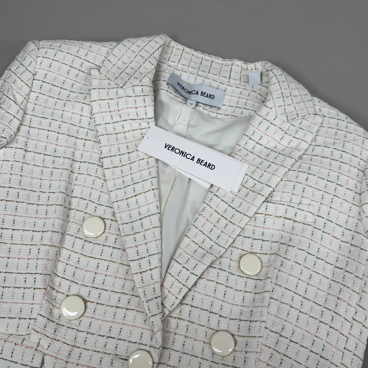VERONICA BEARD Women's Diego Dickey Jacket Sz-12 Ivory/Multi 2406TW651509