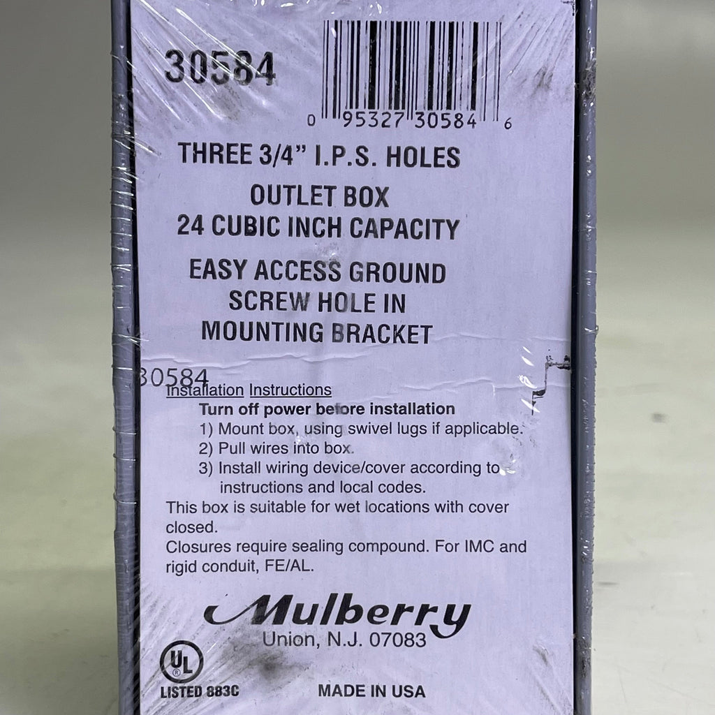 MULBERRY (10 PACK) Electrical Outlet Box, Wet Location Three 3/4" Hubs  Aluminum 30584