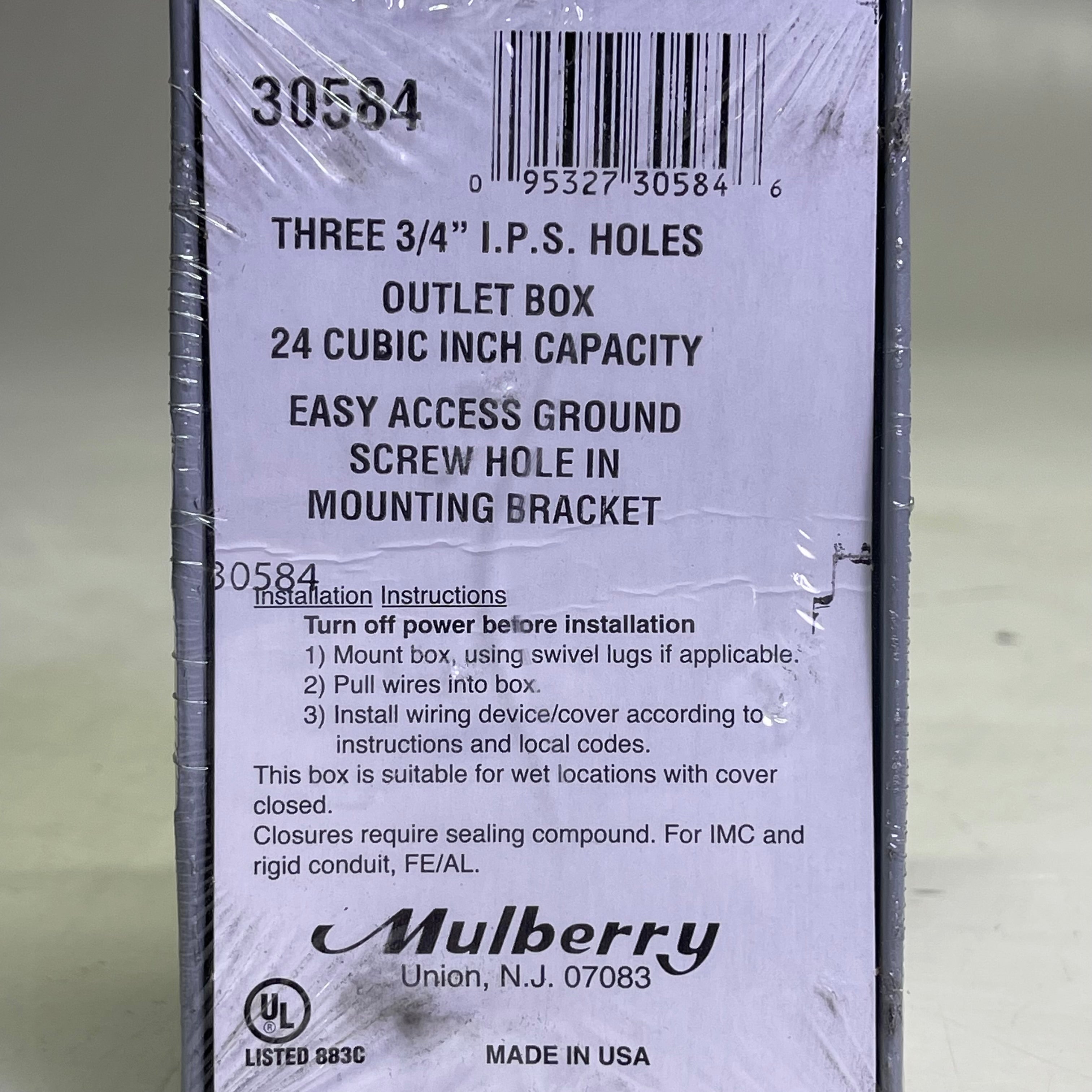 MULBERRY (10 PACK) Electrical Outlet Box, Wet Location Three 3/4" Hubs  Aluminum 30584