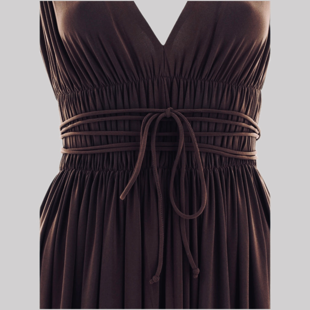 NORMA KAMALI Goddess Dress Unlined Women's Sz XS/34 Chocolate KK3233PL292028