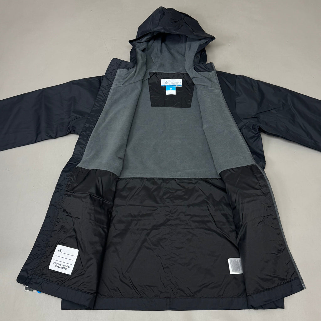 COLUMBIA Rain-Zilla Fleece Lined ZipUp Jacket Unisex Youth Sz L Black RB3418-015