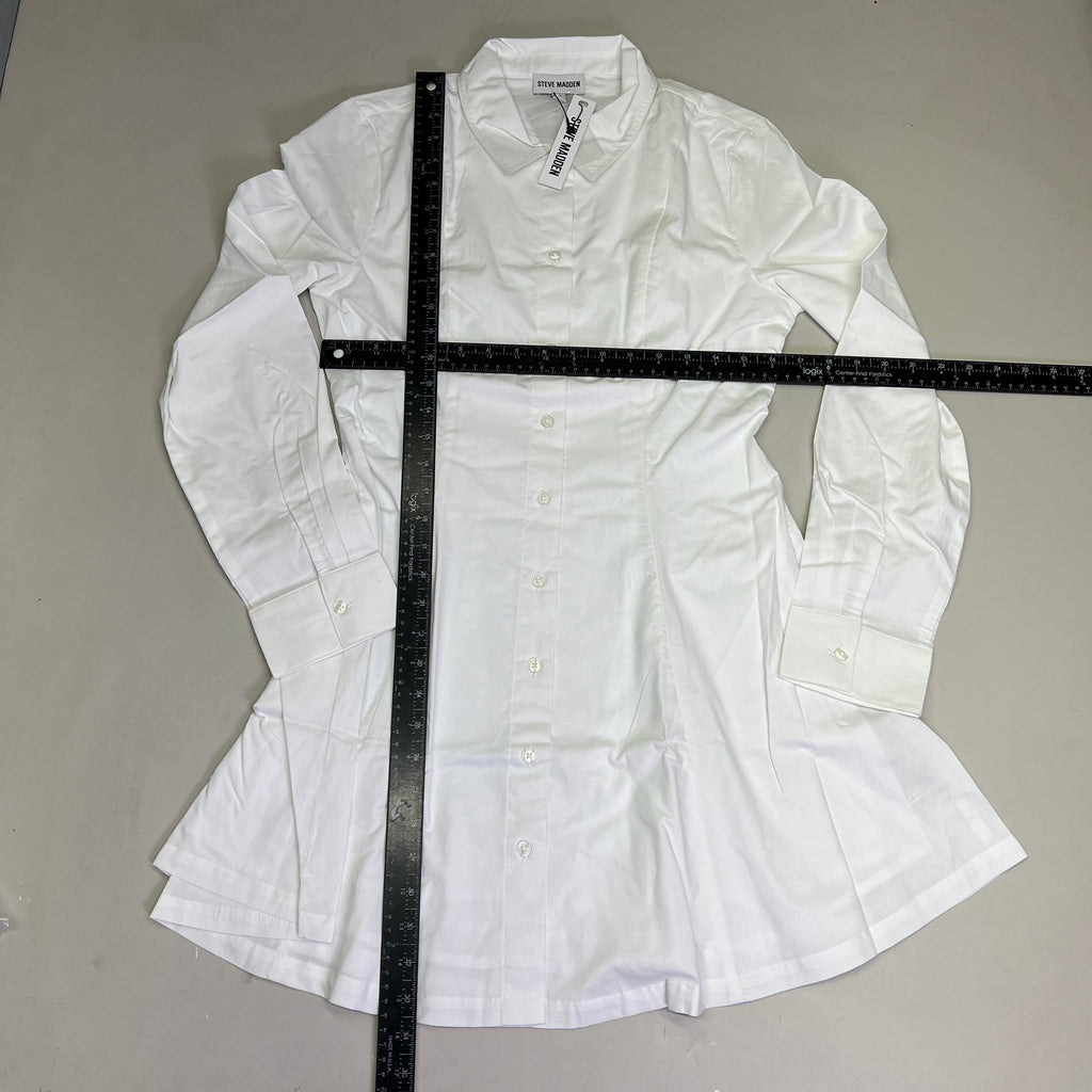 STEVE MADDEN Fit & Flare Shirt Dress Long Sleeve Button Cuff Women's Sz M Cloud