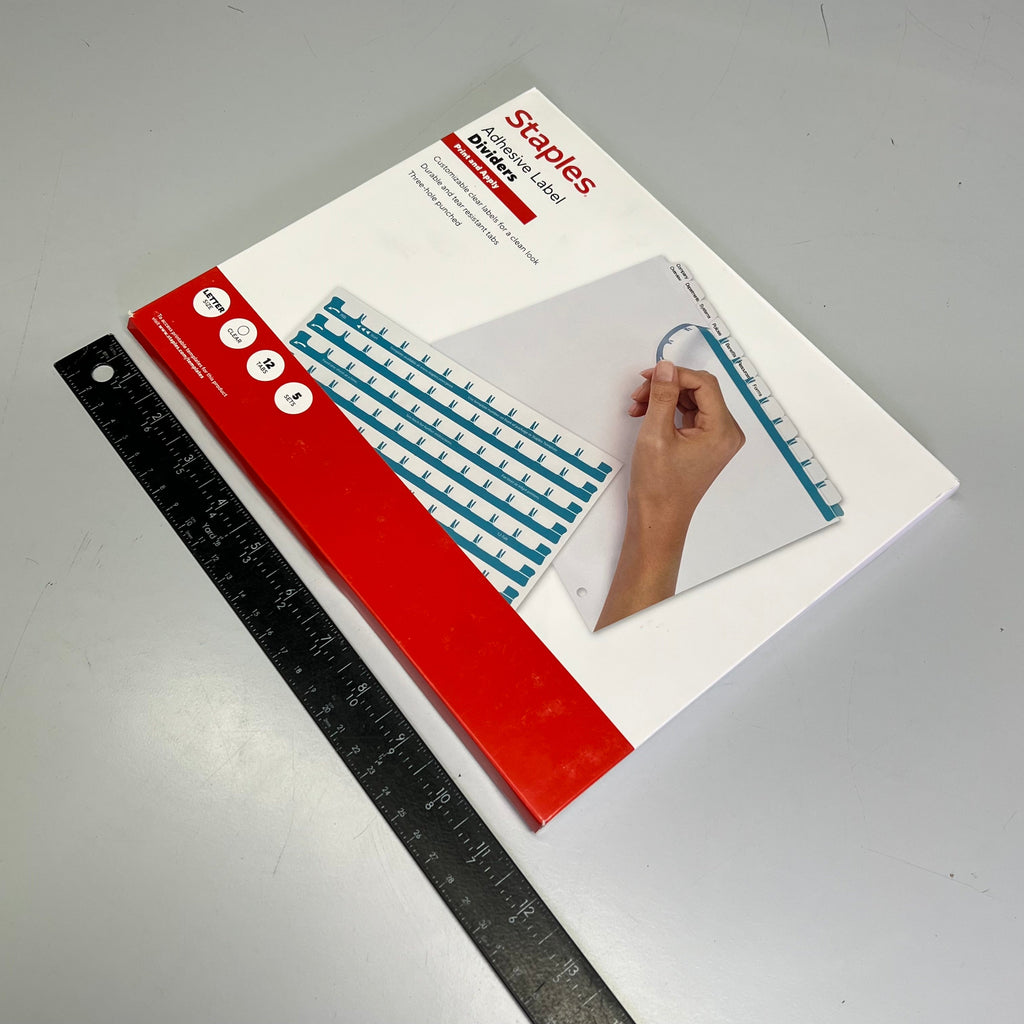 STAPLES (5 SETS, 12 TABS EACH) Print & Apply Adhesive Label Dividers ST63055