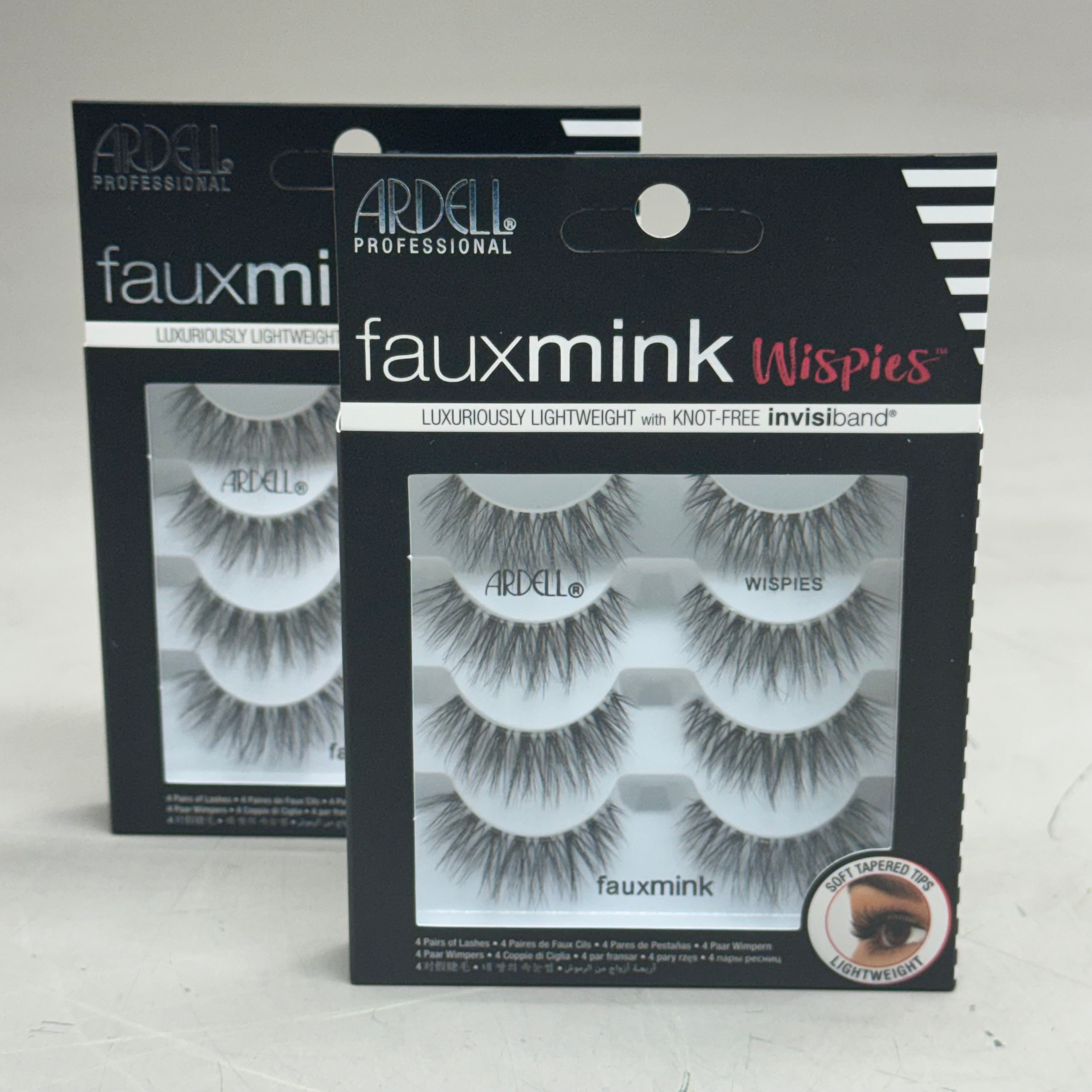 ARDELL (2 PACK, 4 PAIRS EACH) Fauxmink Wispies Lashes Lightweight Knot-Free