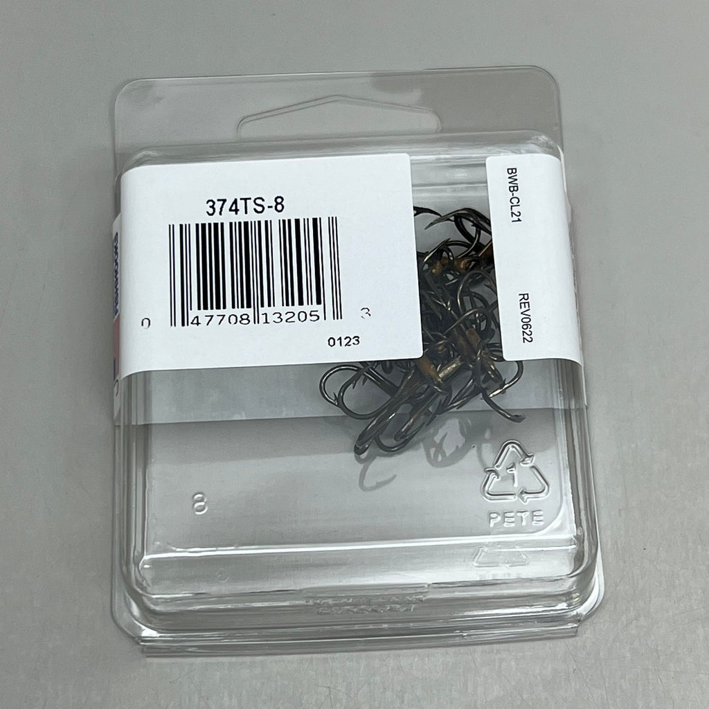 EAGLE CLAW (5 PACK) Curved Point 2X Treble Lure Repla Bronze #8 20 pc 374TS-8