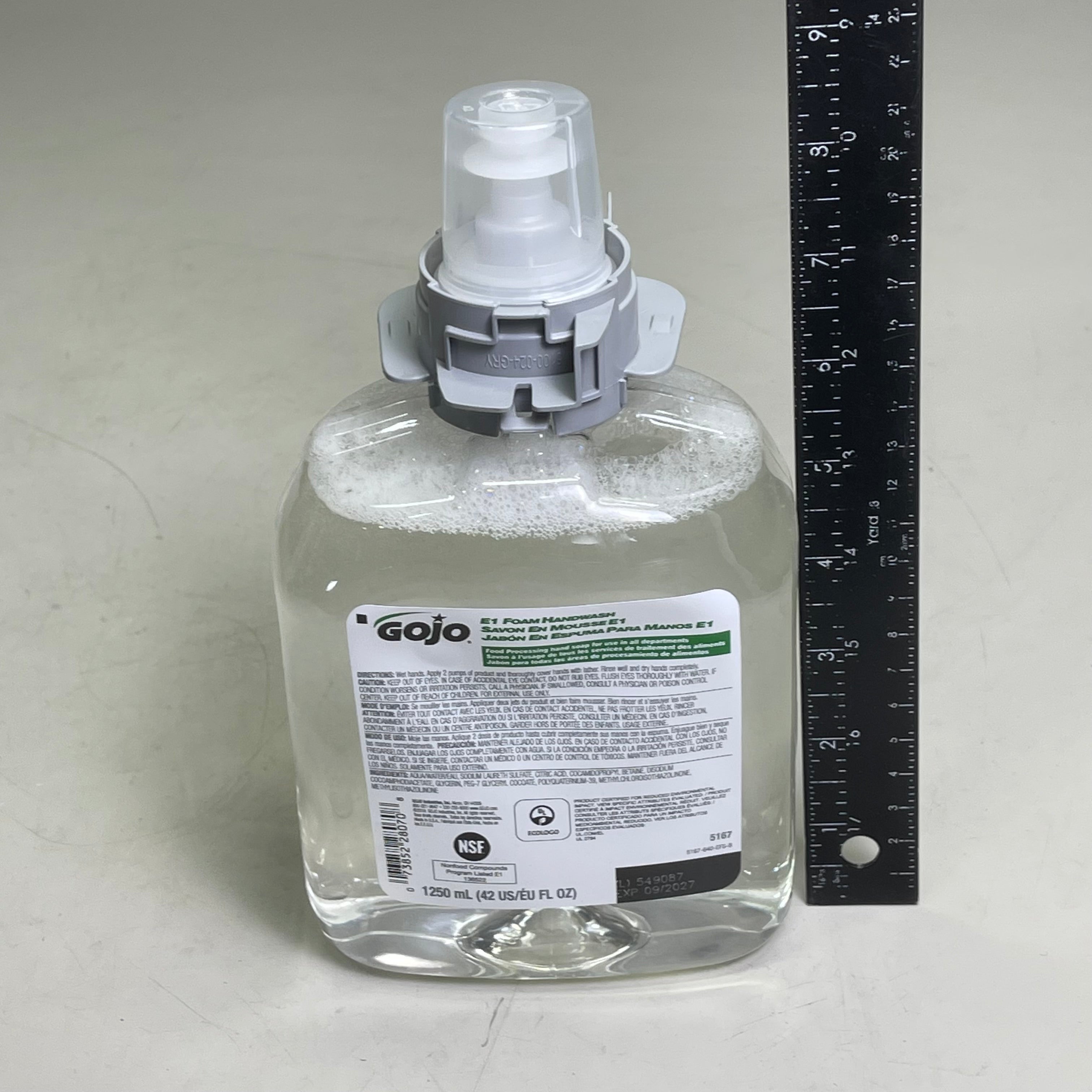 GOJO E1 Foam Handwash Refill Soap Dispenser Fragrance Free 1250mL 5167-04