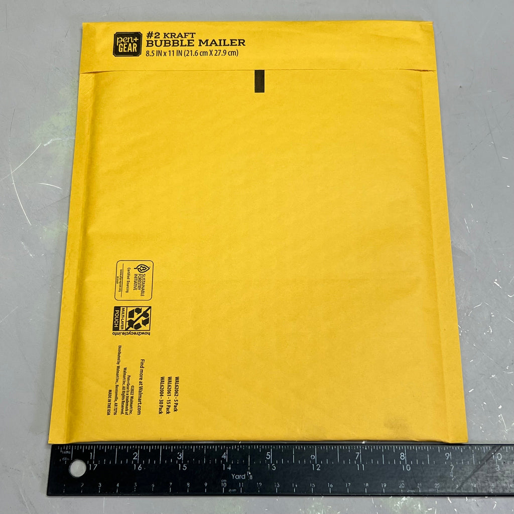 PEN+GEAR (90 Count) #2 Kraft Bubble Mailer 8.5" x 11" Yellow WAL62061