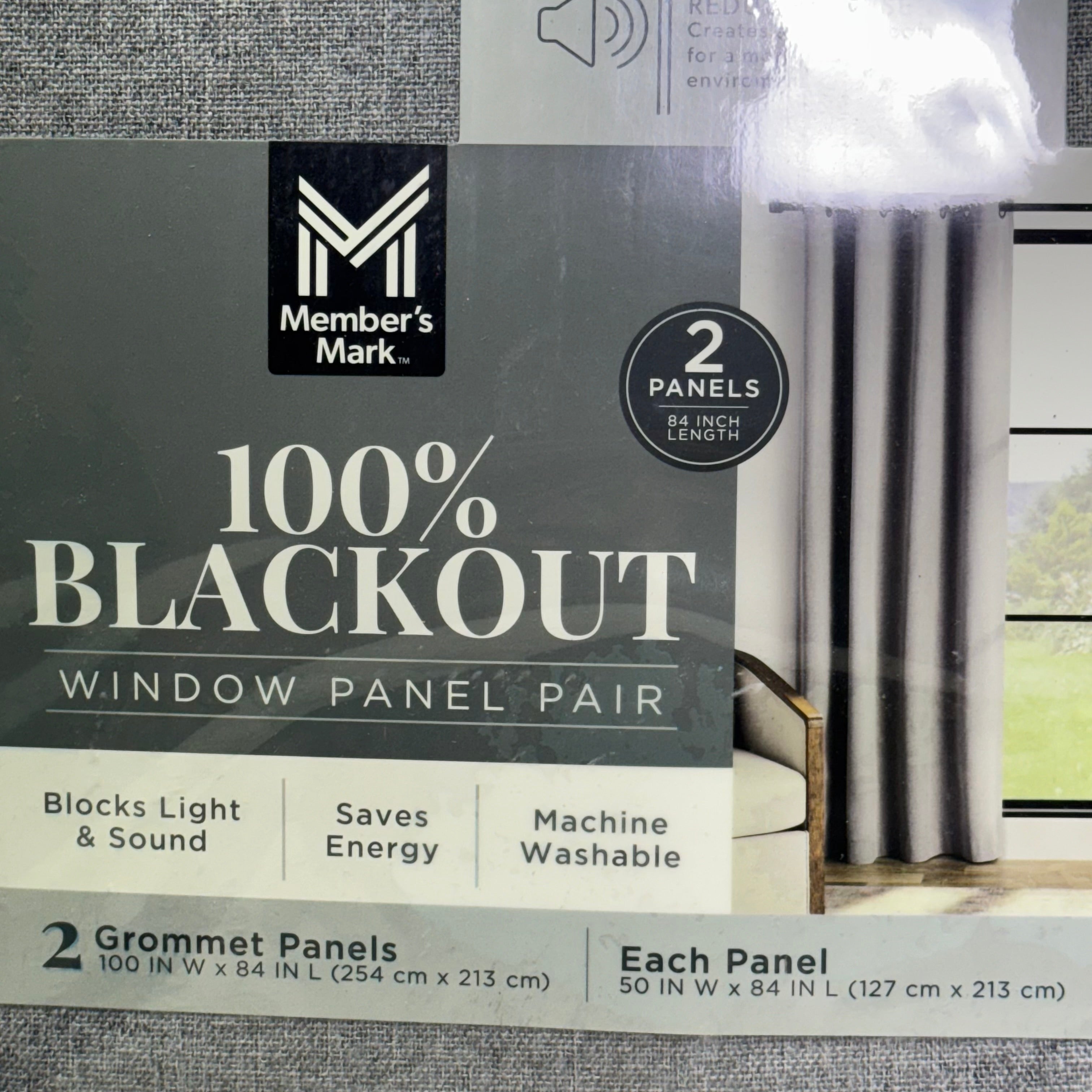 MEMBER'S MARK Window Panel Pair 100" W x 84" L, Dark Grey