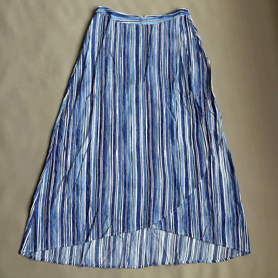 TOMMY BAHAMA Women's Divine Lines Maxi Skirt White Blue Boho Stripe Size 4 (New)