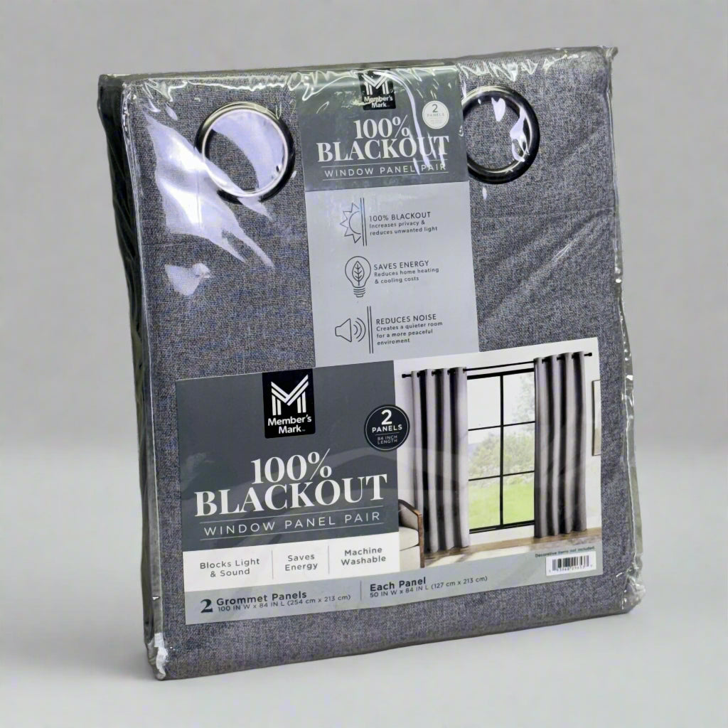MEMBER'S MARK Window Panel Pair 100" W x 84" L, Dark Grey