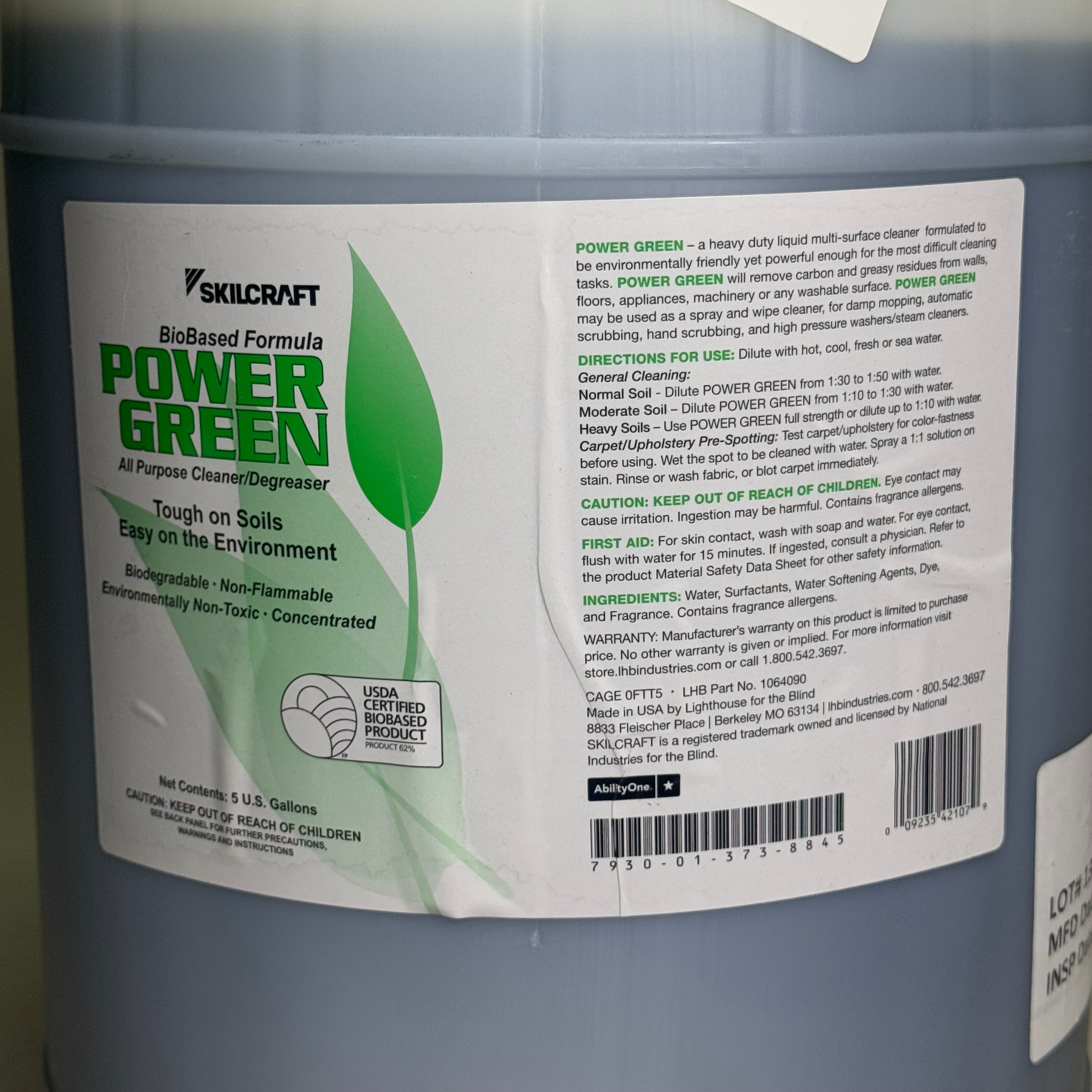 SKILCRAFT Power Green All Purpose Cleaner/Degreaser 5 gal 1064090