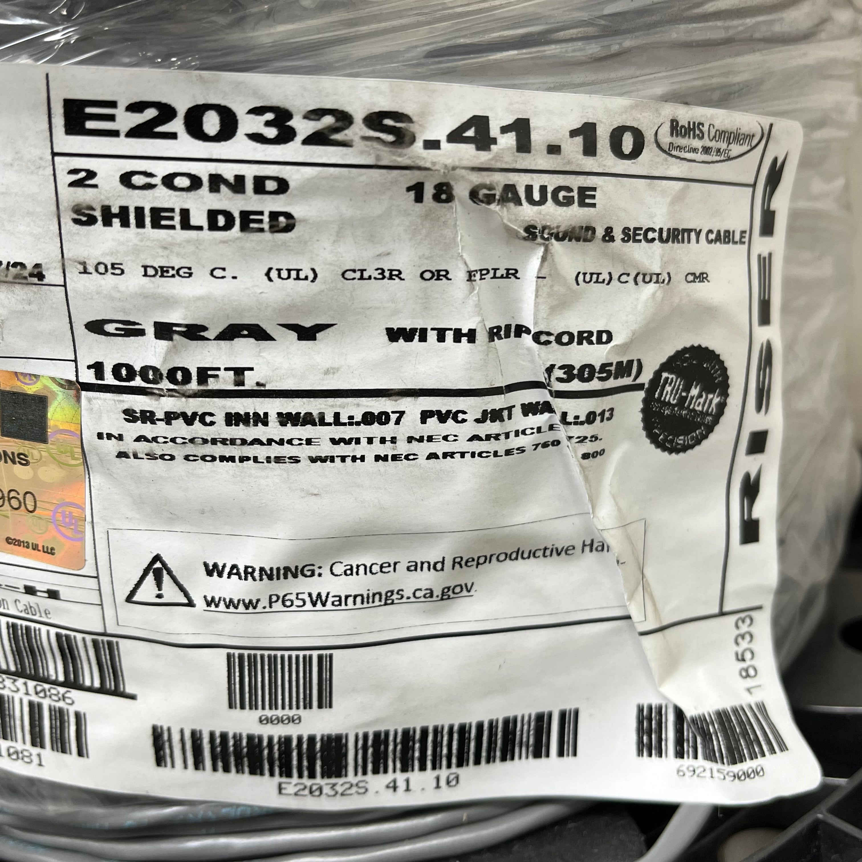 CAROL Prysmian Group MultiConductor Cable Shielded 18 Gauge 1000ft E2032S.41.10