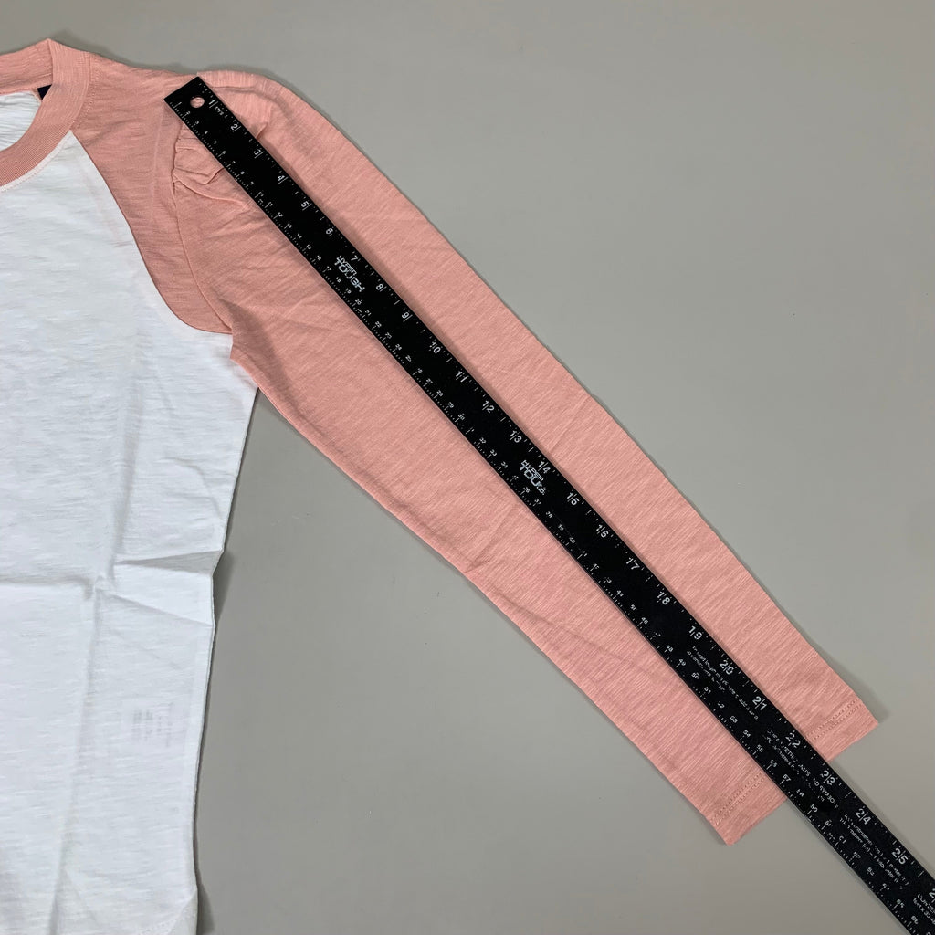VERONICA BEARD Jeans Women's Mason Baseball Tee Sz-S Rosebloom/White