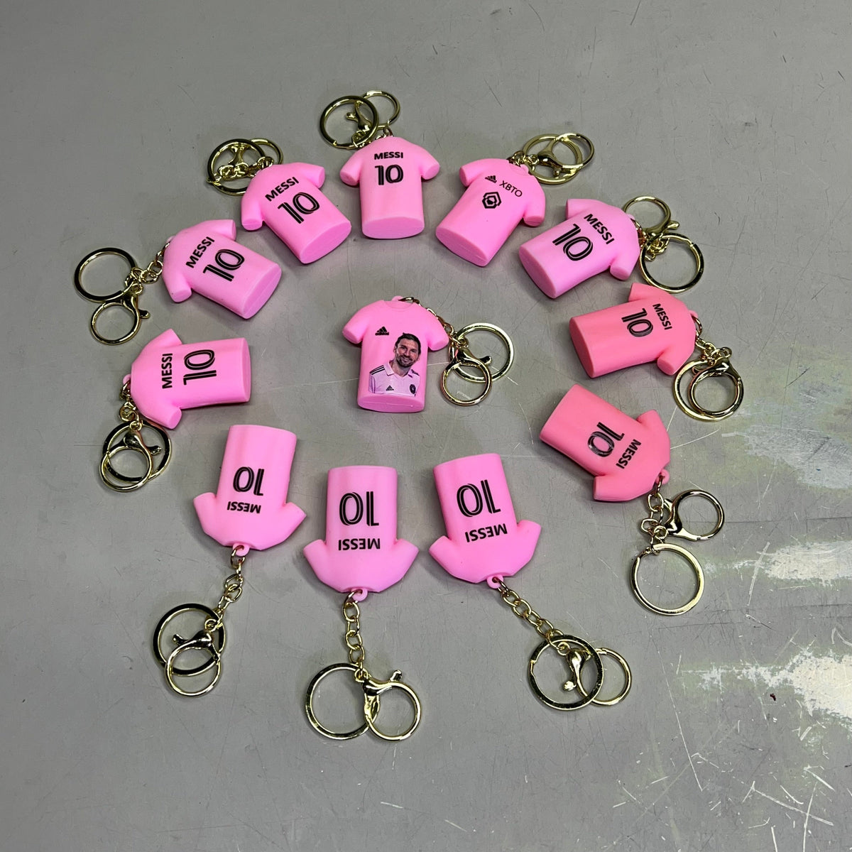 FORVER SPORTS (12 PACK) Messi Soccer Team Jersey #10 Keychain Bright Pink