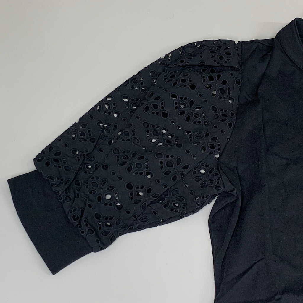 VERONICA BEARD Jeans Women's Coralee Top Lace Sleeves Sz-M Black J2406JY0330831