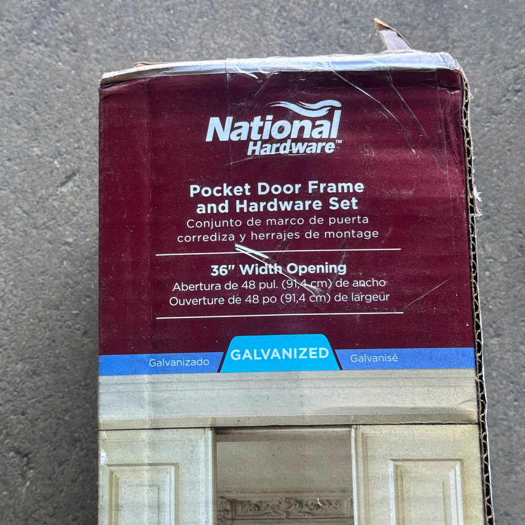 NATIONAL HARDWARE Pocket Door Frame & Hardware Set Sz 36” W Opening N186-858 (New Other, Distressed Box)