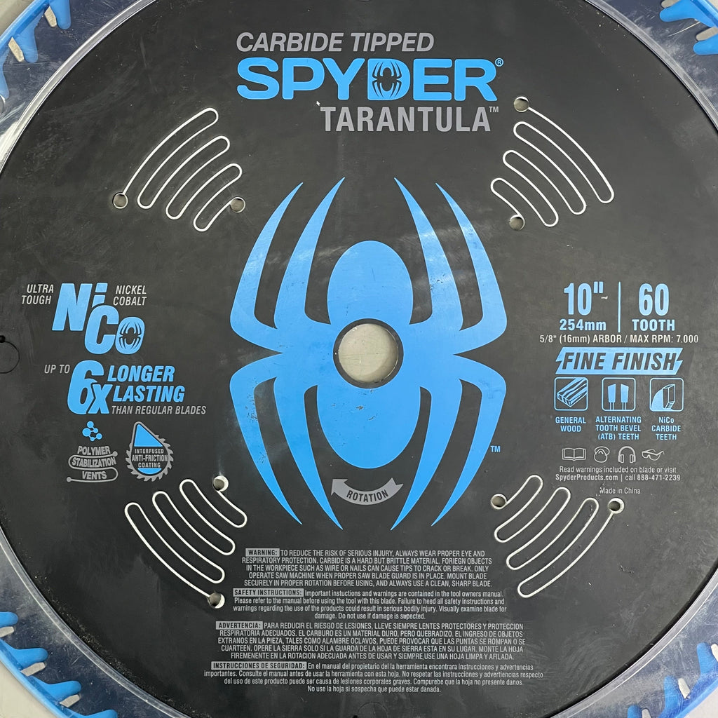 SPYDER Tarantula Fine Finish Circular Saw Blade 60-Tooth, 10" Black 13053