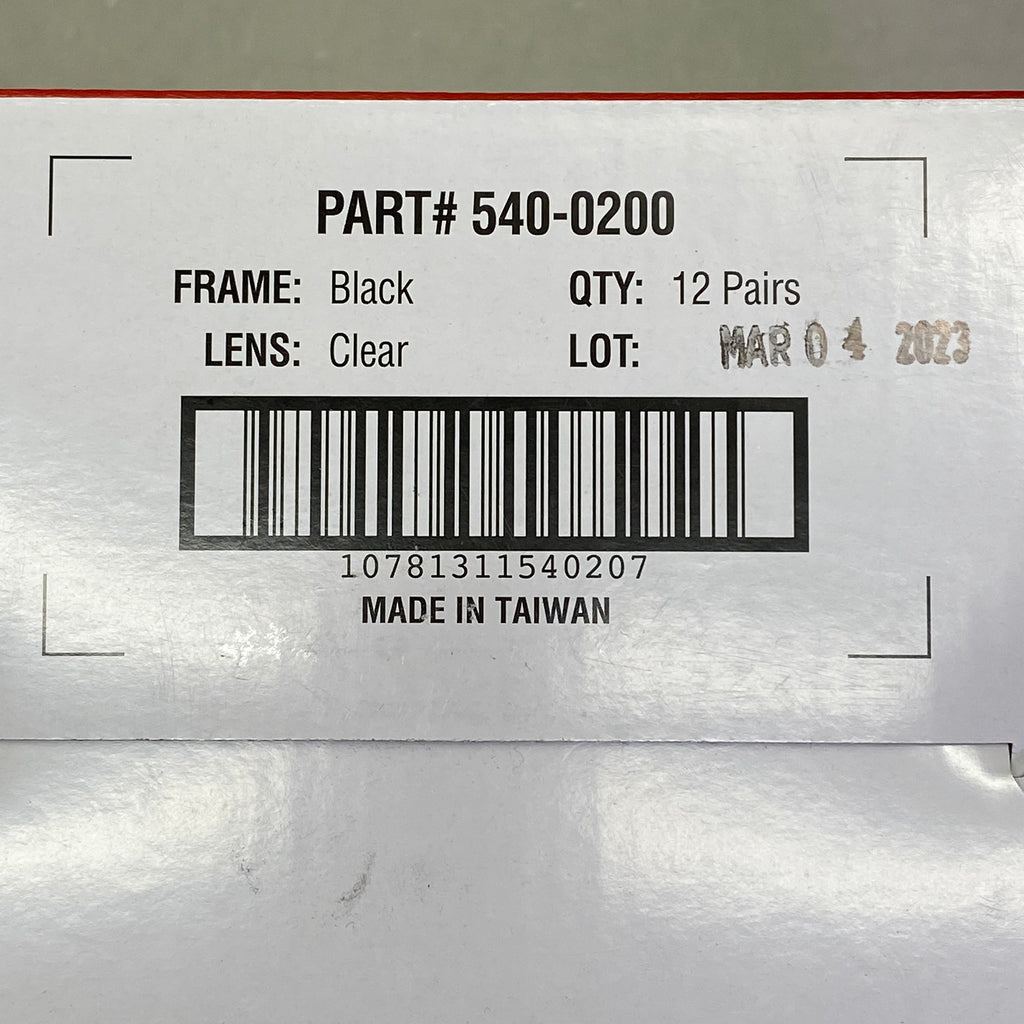 SAS SAFETY CORP (12 PACK) Premium Safety Eyerwear Black Frame/Clear Lens 540-0200