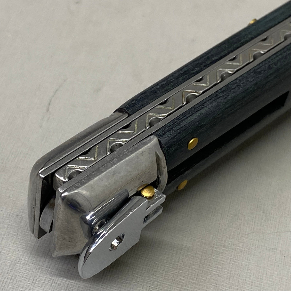 ZA@ ARMED FORCE TACTICAL Handcrafted OTF Pocket Knife 3.5" Blade 8" KnifeBlue Wood ST-10BK