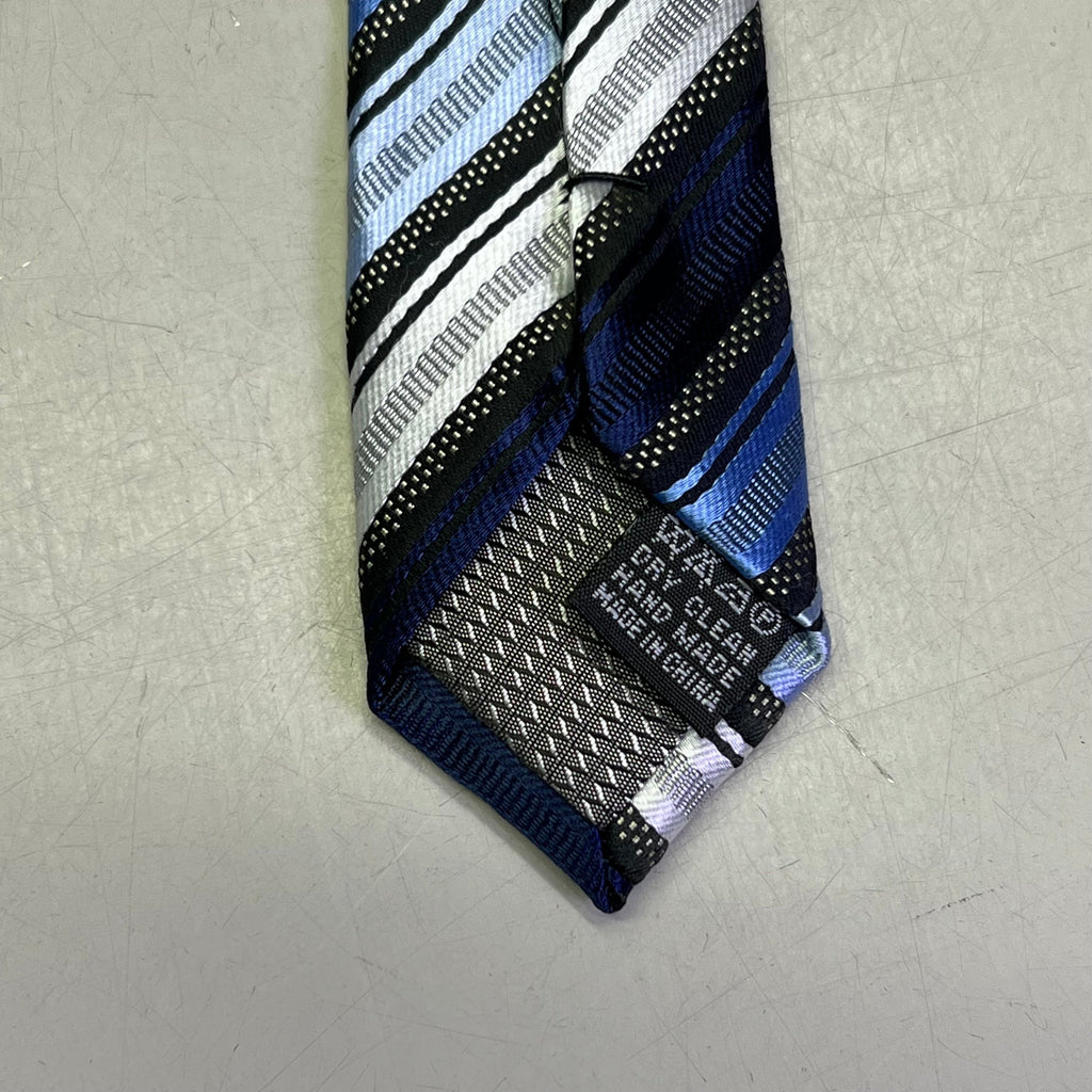 ALEXANDER JULIAN COLOURS Slanted Design Tie 60" Black/Navy Blue (Pre-Owned)