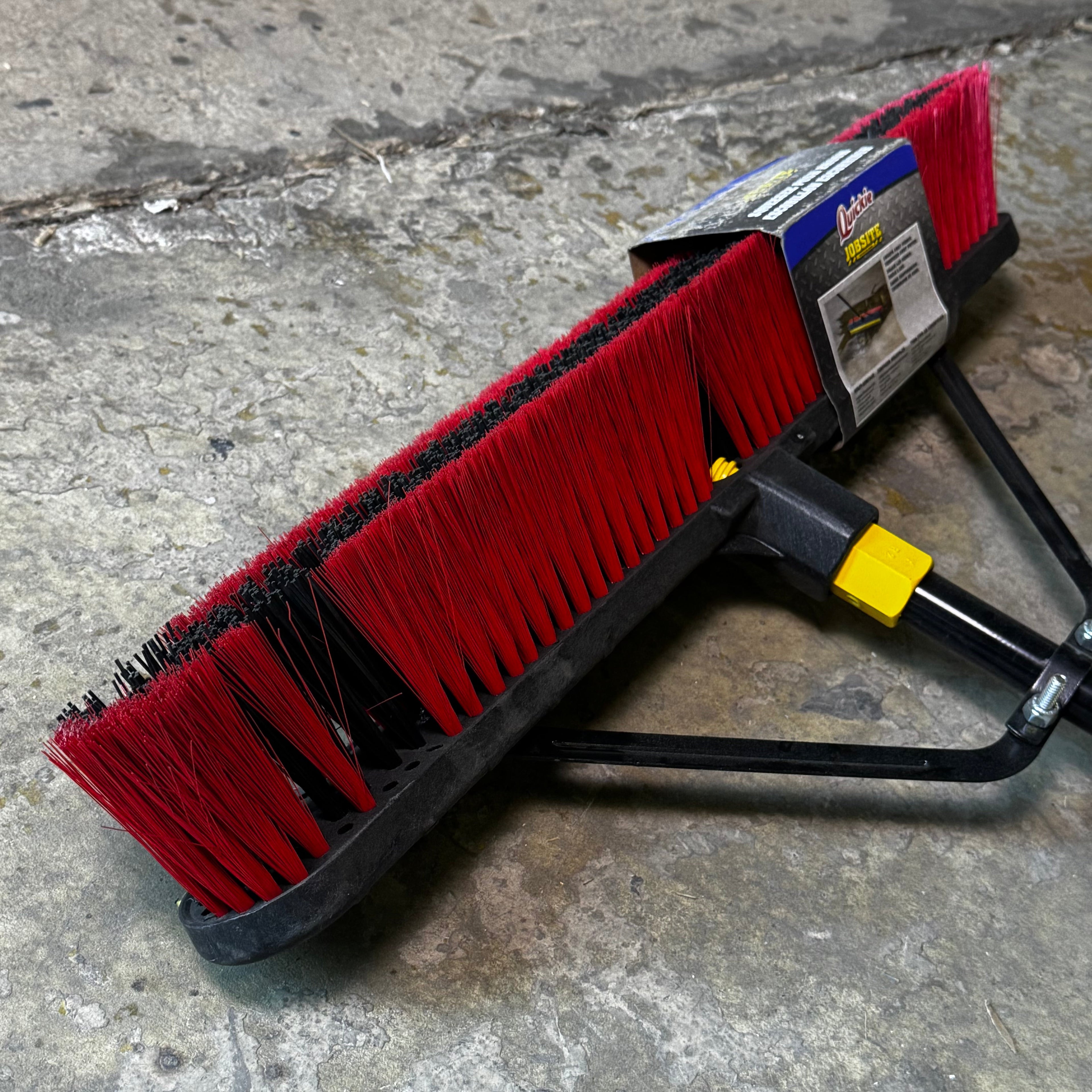 QUICKIE Jobsite Broom Soft/Stiff Combo 24" X 63" Red & Black 635SU