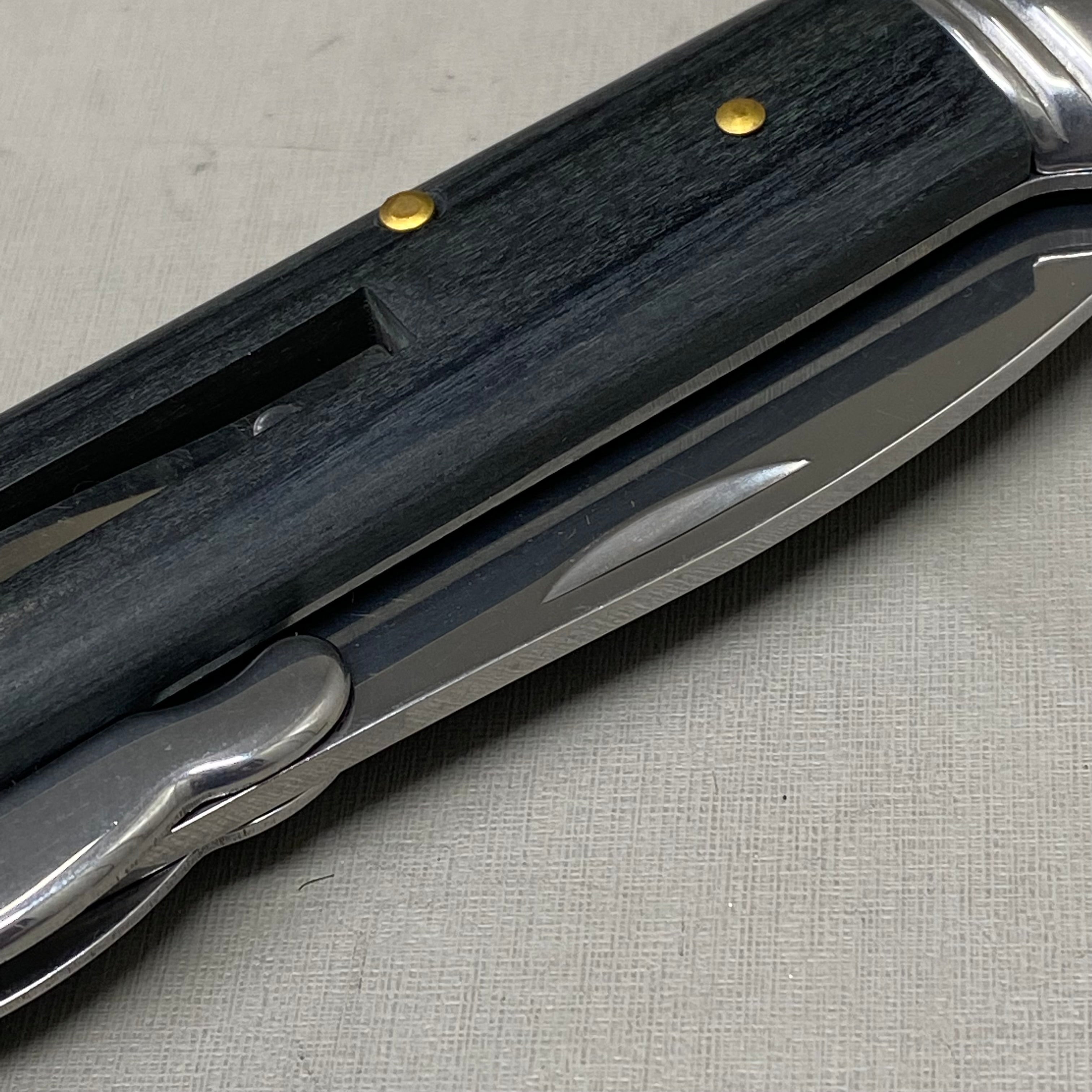 ZA@ ARMED FORCE TACTICAL Handcrafted OTF Pocket Knife 3.5" Blade 8" KnifeBlue Wood ST-10BK