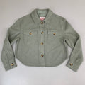 LEVI'S Front Button Cropped Jacket W/ Laydown Collar Women's Large Tea Green 595450040