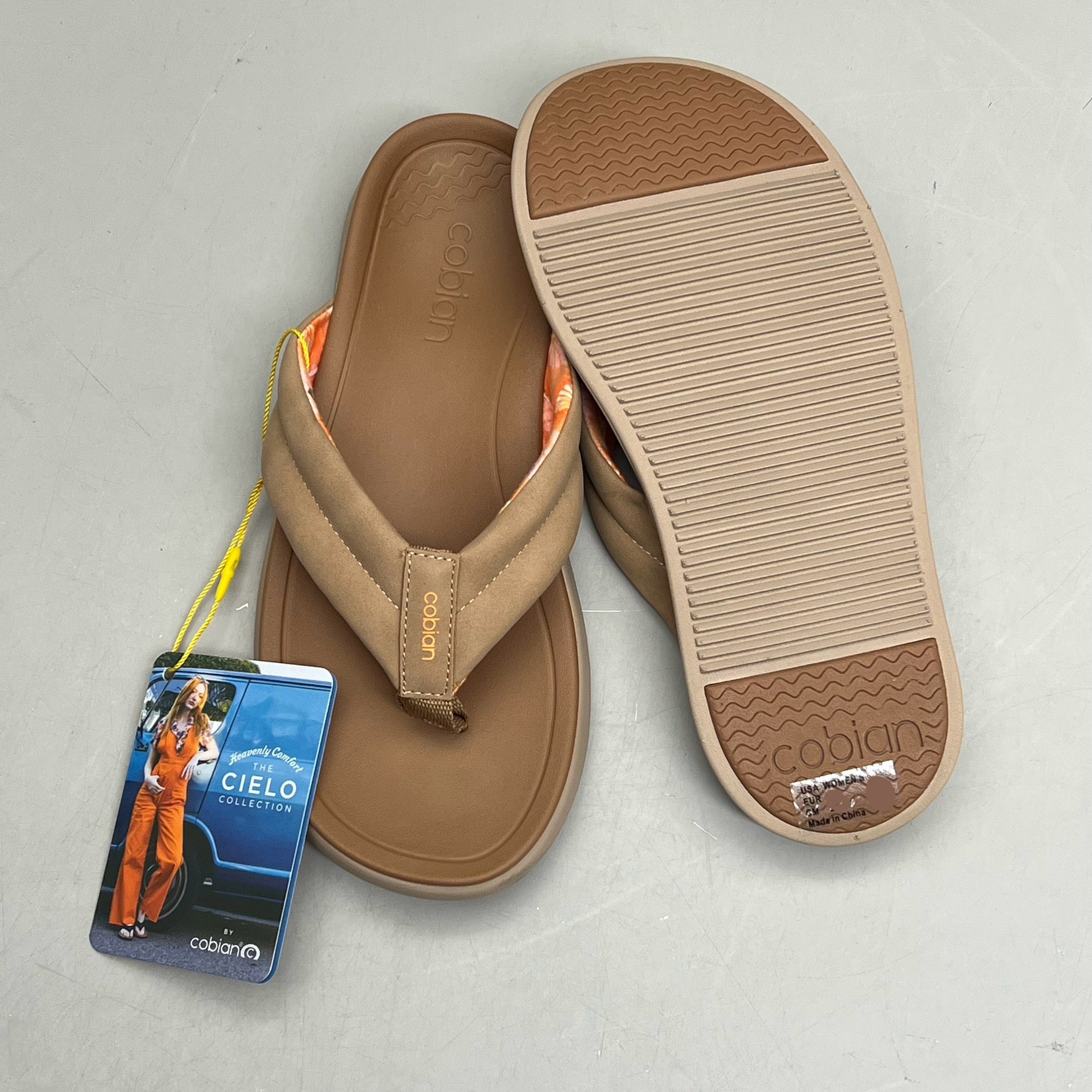 COBIAN Darby Synthetic Suede Strap Sandals Women's Sz 10, EU 41 Tan DAR24-230-10