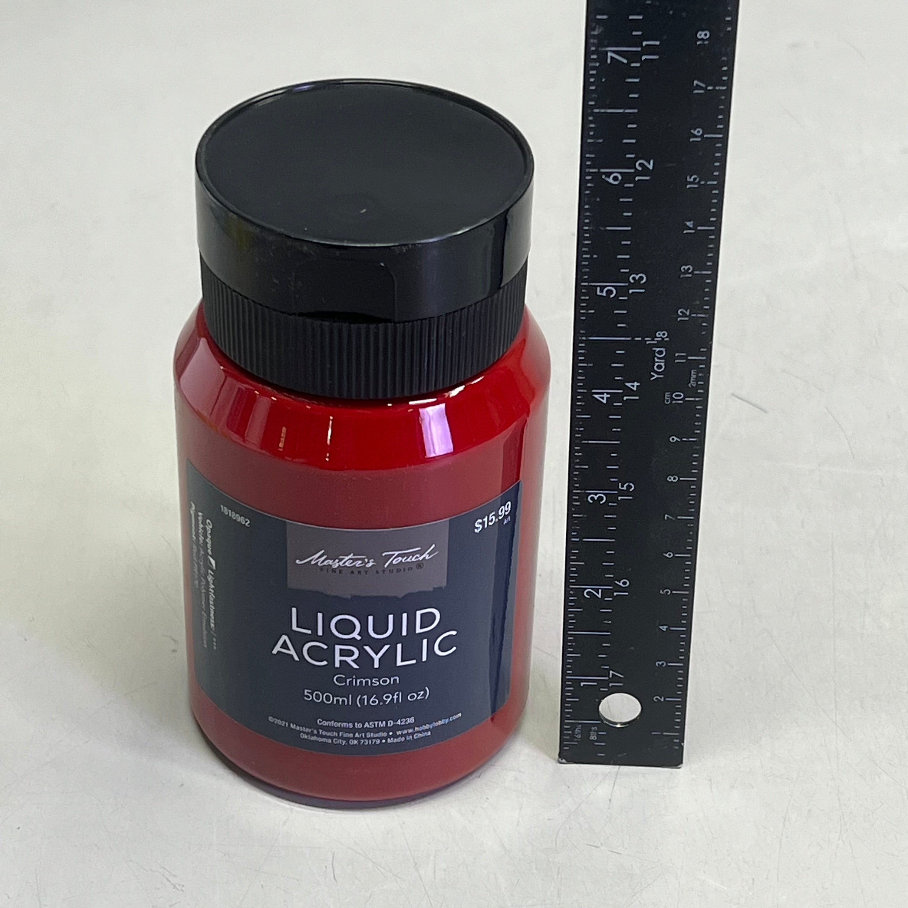 MASTERS TOUCH (2 PACK) Liquid Acrylic Artist Paint 16.9 Fl Oz Crimson 1818962