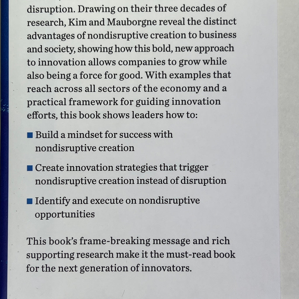 BEYOND DISRUPTION  Global Bestseller By W. Chan Kim & Renee Mauborgne Hardback