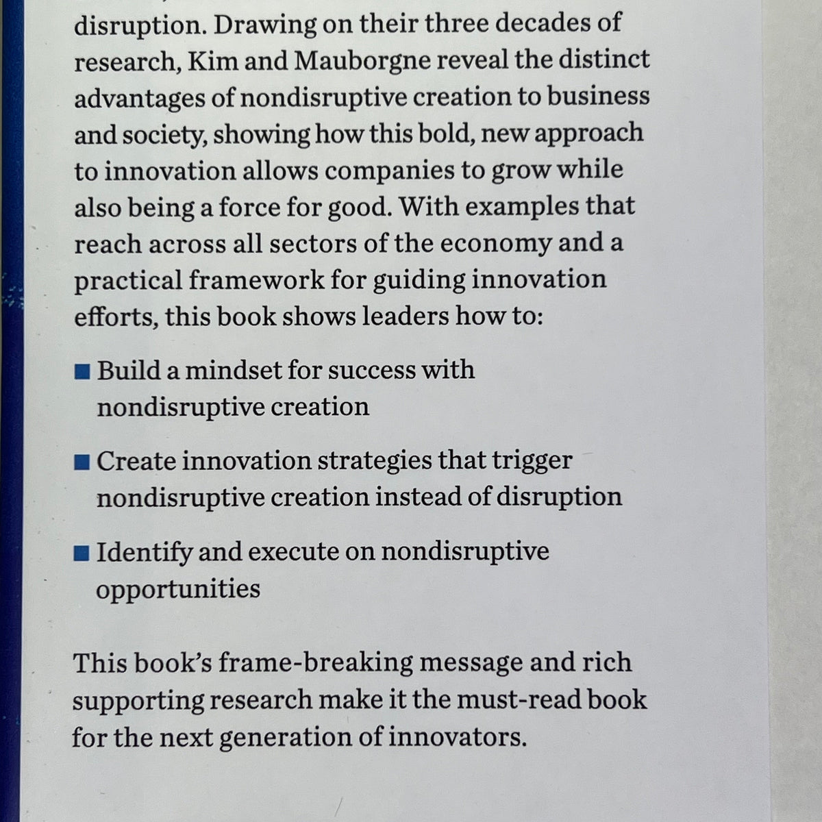 BEYOND DISRUPTION  Global Bestseller By W. Chan Kim & Renee Mauborgne Hardback