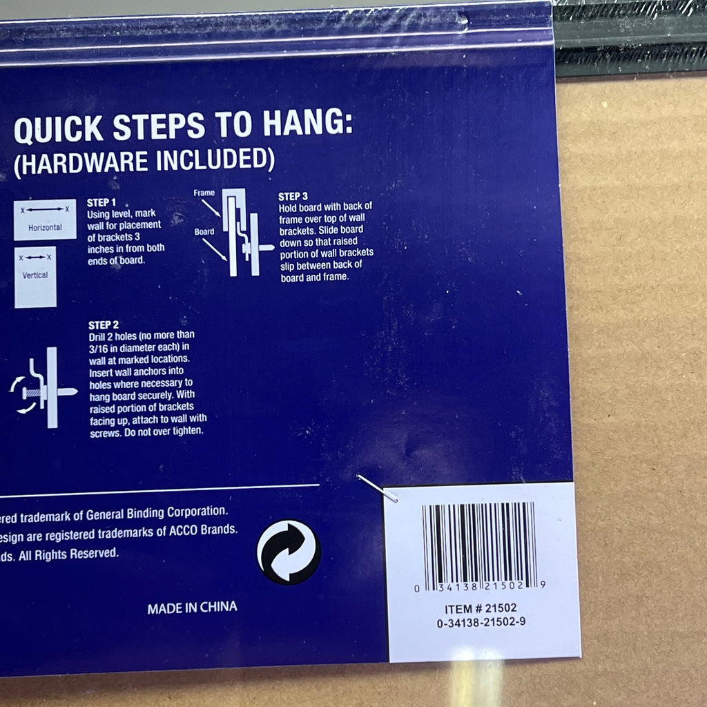 QUARTET Magnetic Dry-Erased Board Anodized Aluminum 36"x24" Black 21502-9