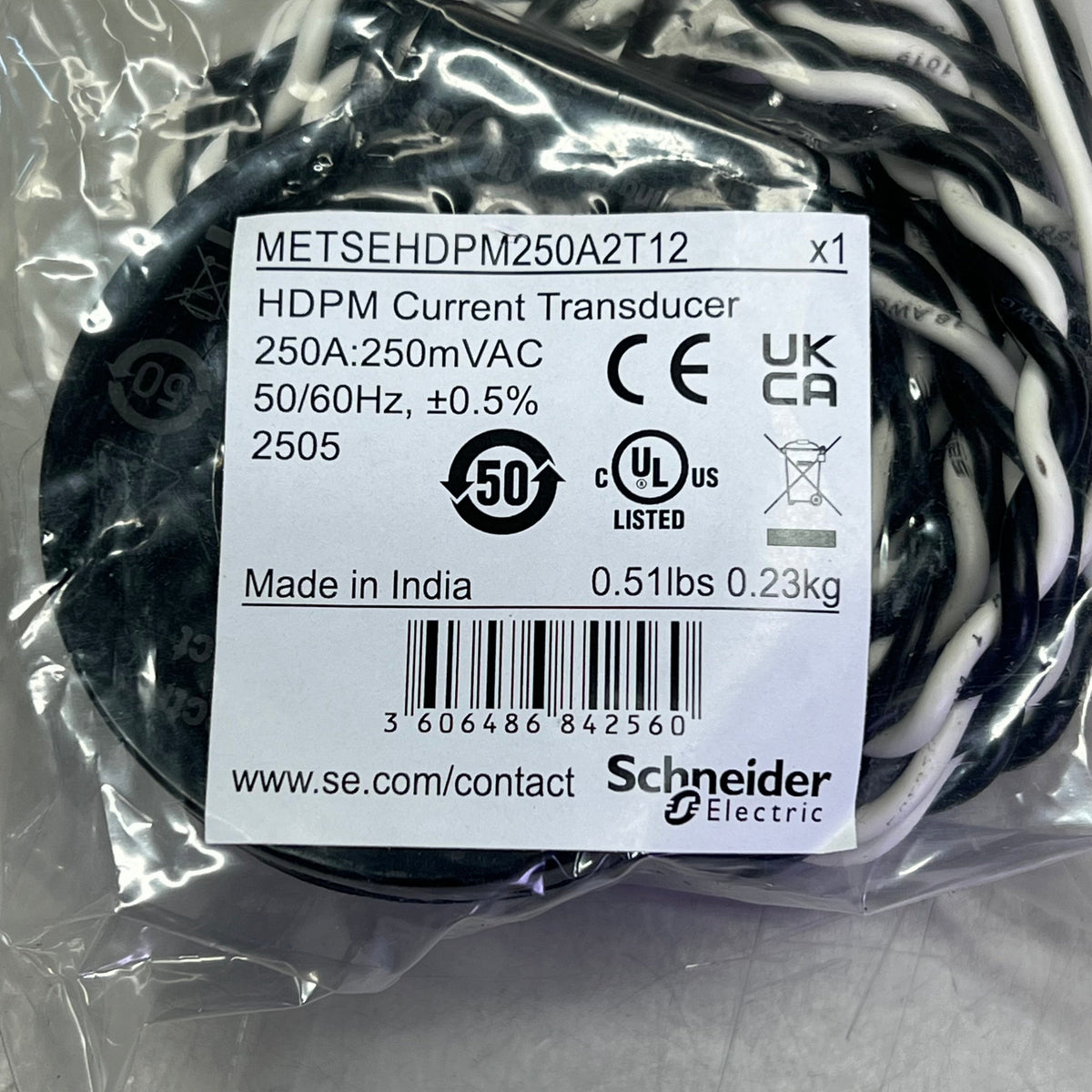 SCHNEIDER ELECTRIC Solid Core Current Transformer 250A 600 V METSEHDPM250A2T12