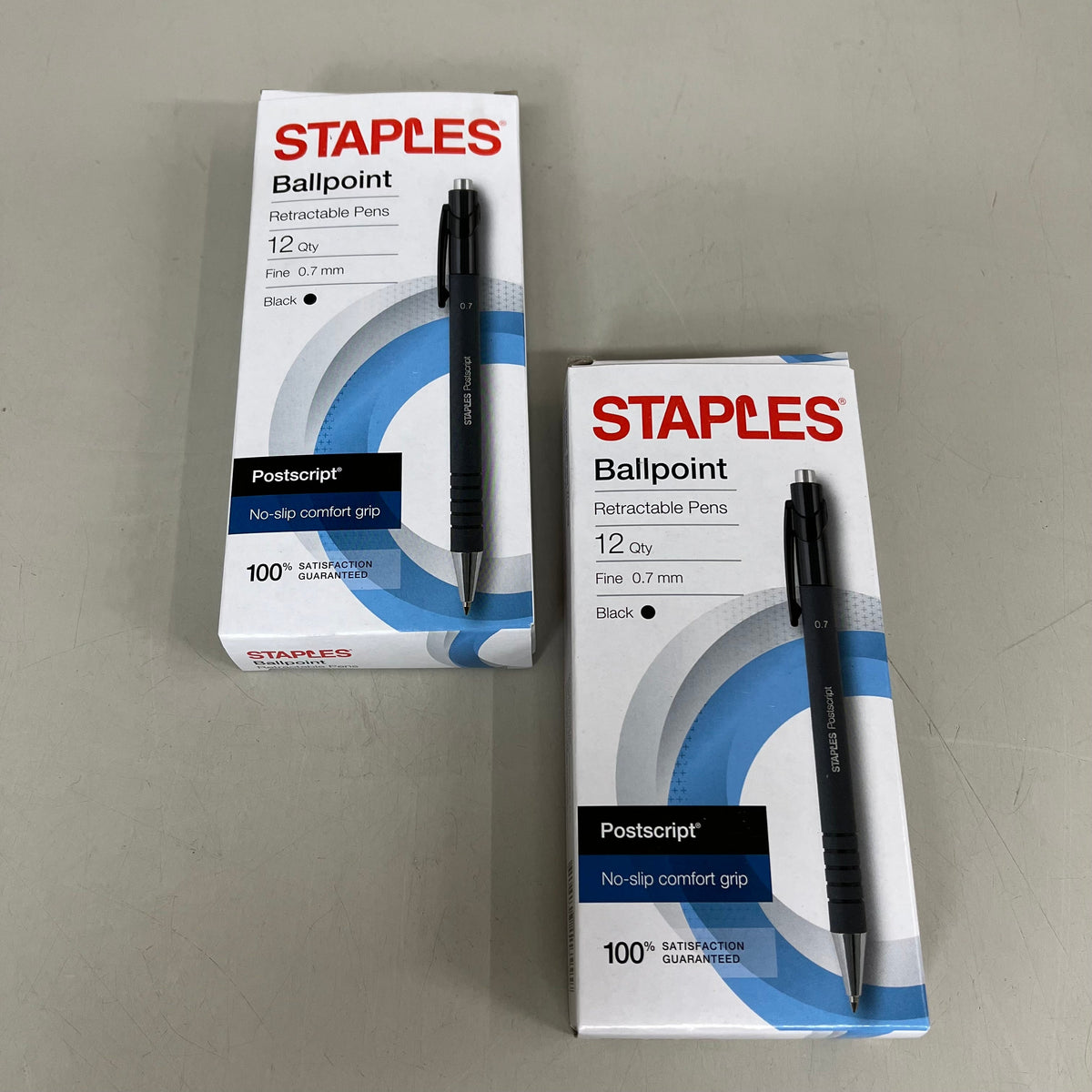 STAPLES (2 PACK, 12 EACH) Retractable Ballpoint Pens Medium Point Black Ink 18264