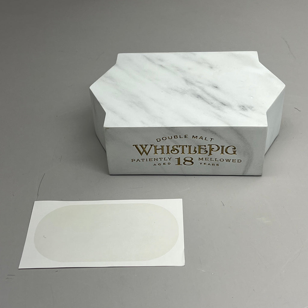 WHISTLE PIG Rye Whiskey 18 Year Single Bottle Glorifier Faux Marble White/Gold