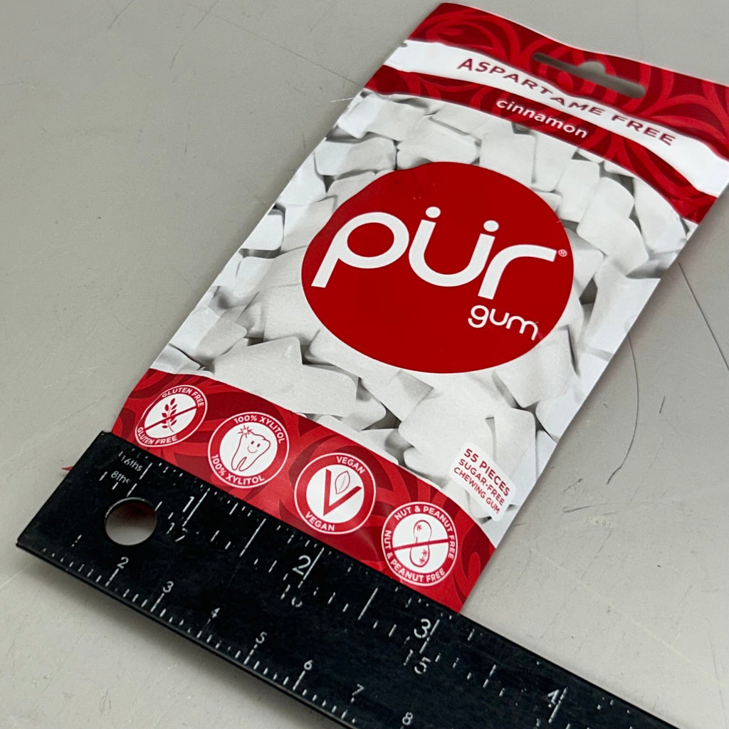 PUR (12 PACK, 55 Pieces Each) Sugar Free Cinnamon Flavored Chewing Gum