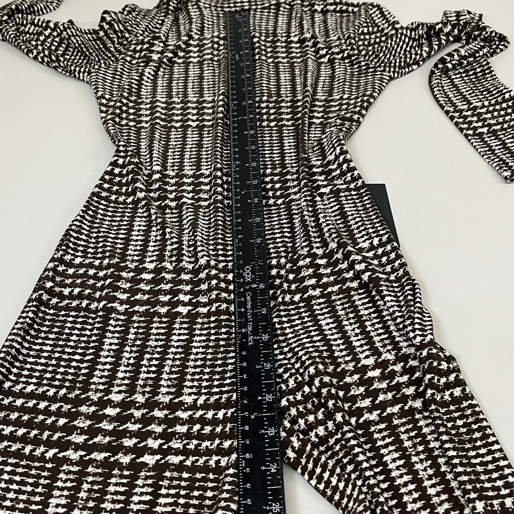 NORMA KAMALI Sleeve Open Back Catsuit Footsie Women's Sz S/36 Chocolate Plaid
