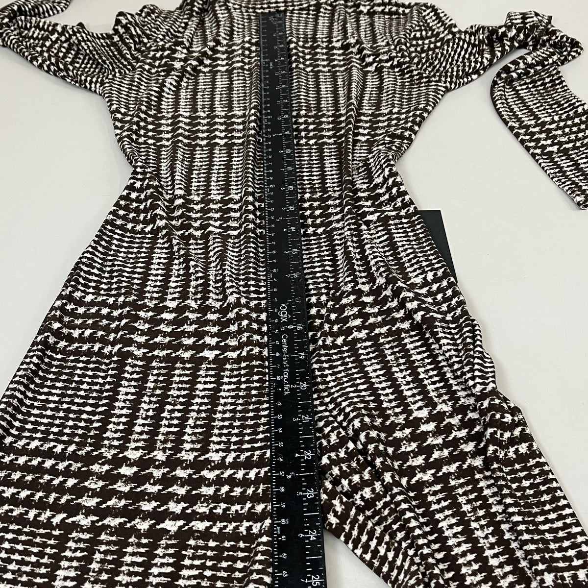 NORMA KAMALI Sleeve Open Back Catsuit Footsie Women's Sz S/36 Chocolate Plaid