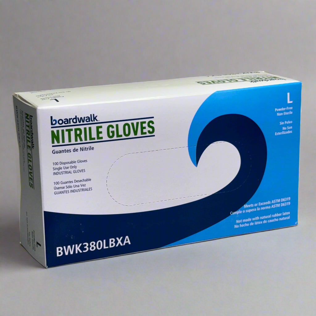 BOARDWALK (2 PACK) Disposable Nitrile Gloves Sz L, Blue BWK380LBXA