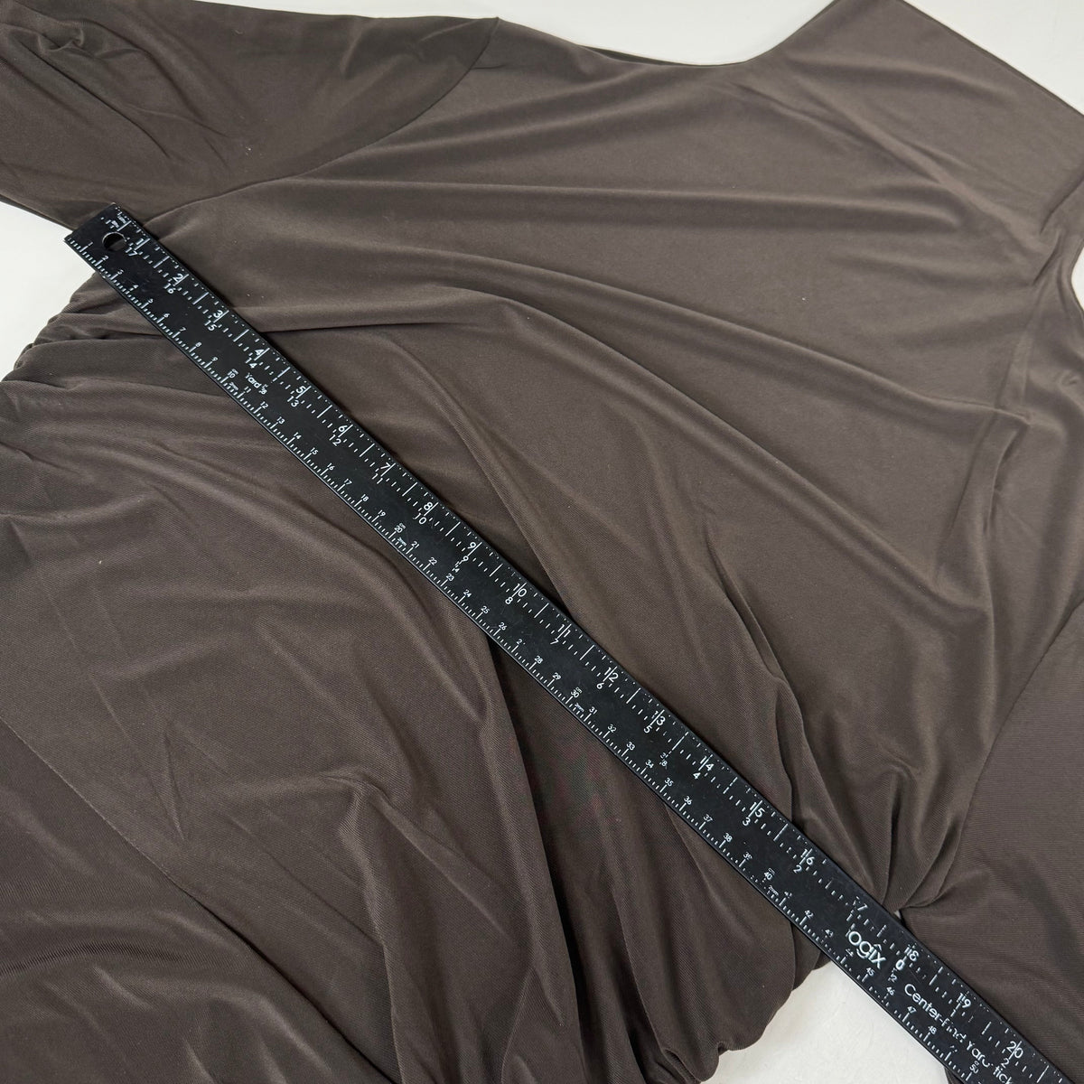 NORMA KAMALI Turtle Neck Ruched Side Drape Gown Unlined Women's XL/42 Chocolate