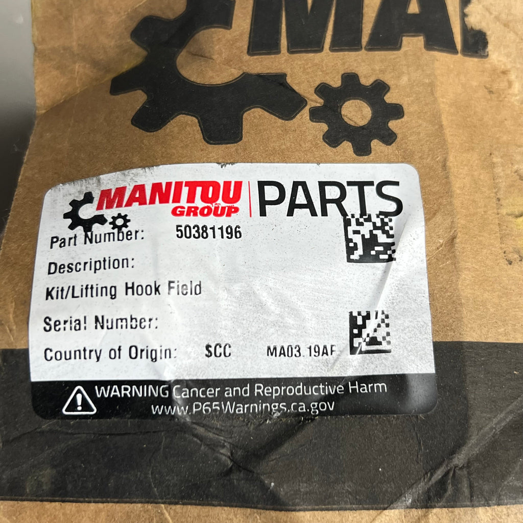 MANITOU GROUP Lifting Hook W/ Kit Sz 22.5" L x 10" W, Yellow 50381196