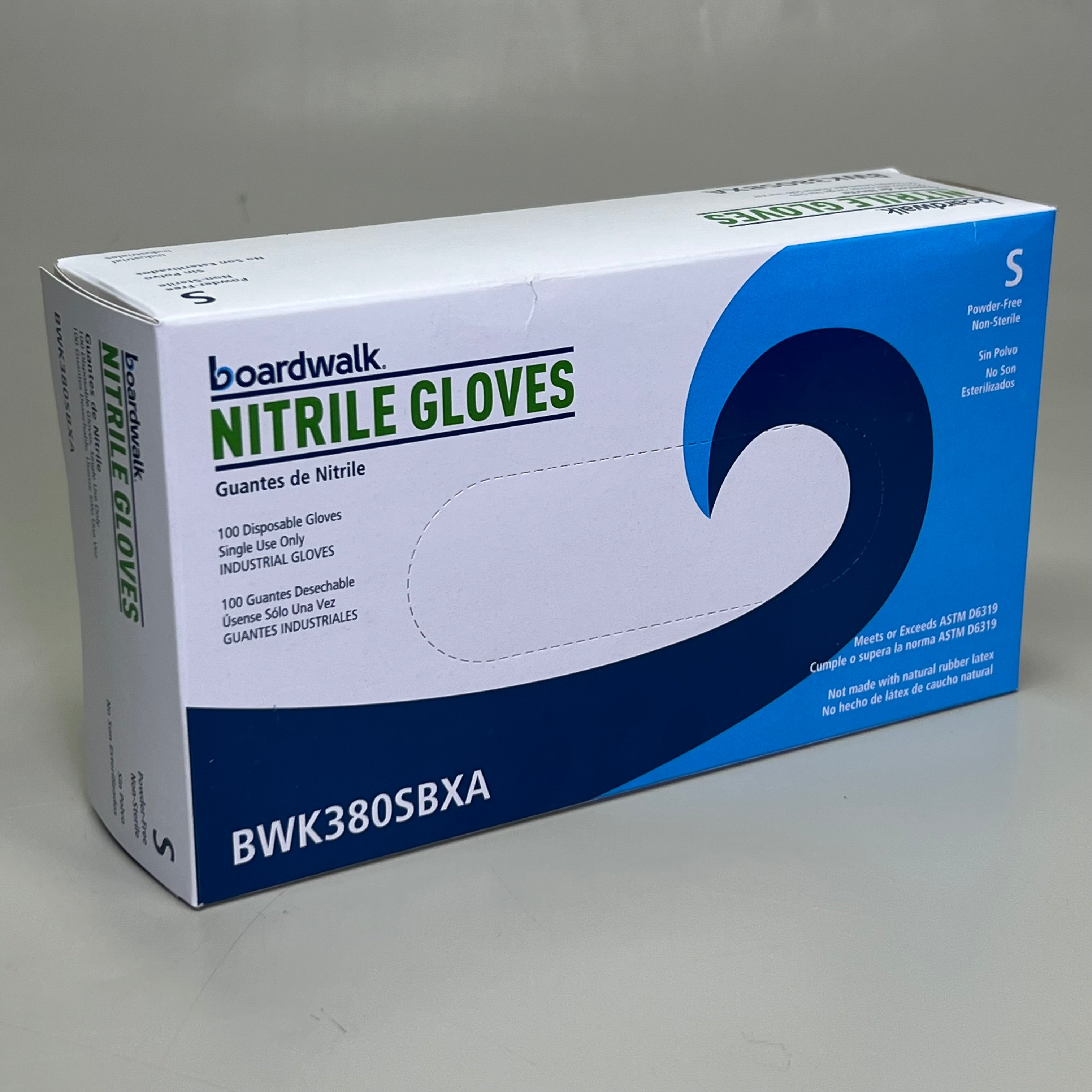 BOARDWALK (100 Gloves) Disposable Nitrile Gloves Sz S, Blue BWK380SBXA