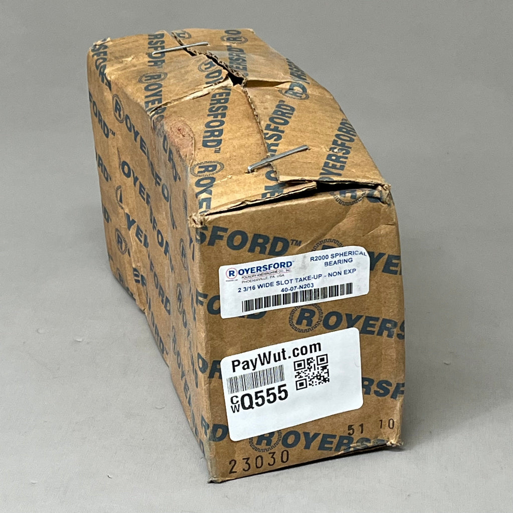 ROYERSFORD Spherical 2-Bolt Pillow Block Bearing NonExpansion 2-3/16" 40-02-N203