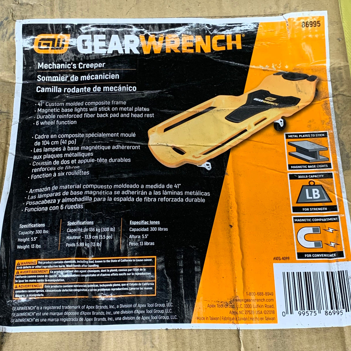 GEARWRENCH Mechanics Creeper 41" 300 lbs Capacity w/ Magnetic Parts Tray 86995