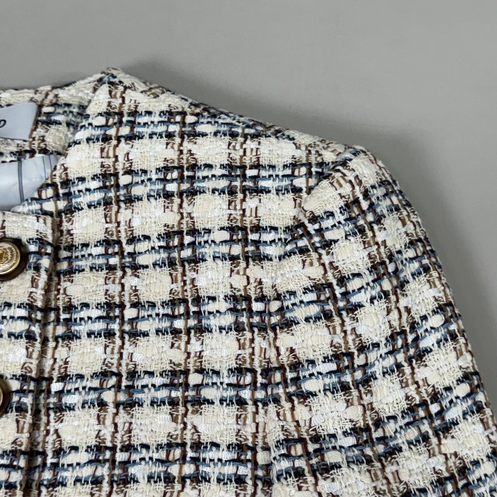 VERONICA BEARD Bentley Tweed Jacket Sz-0 Ivory/Camel 2406TW6810474